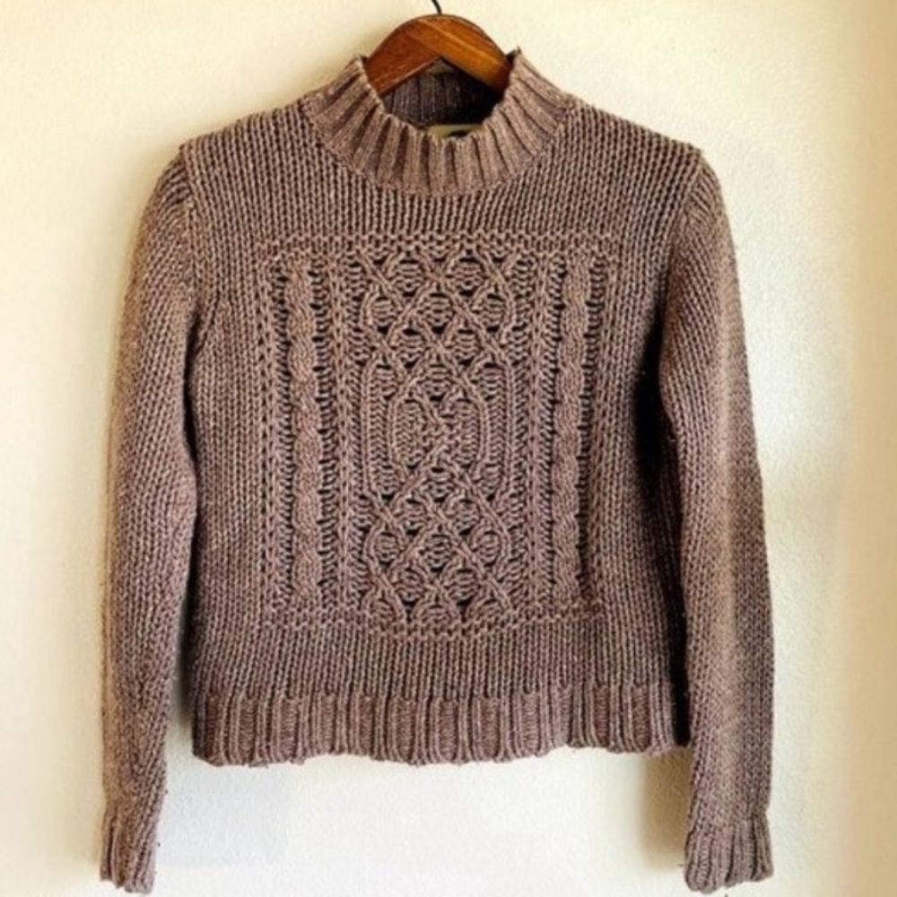 Vintage Lavender Chunky Knit Cropped Sweater